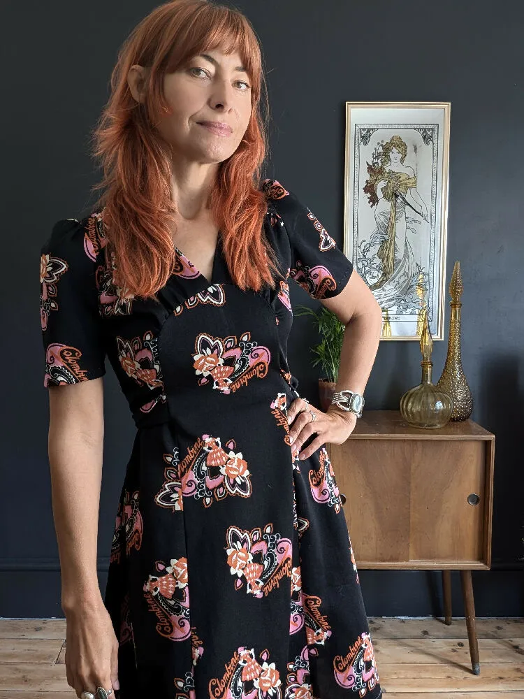 Vintage 70's Black Colombine Dress