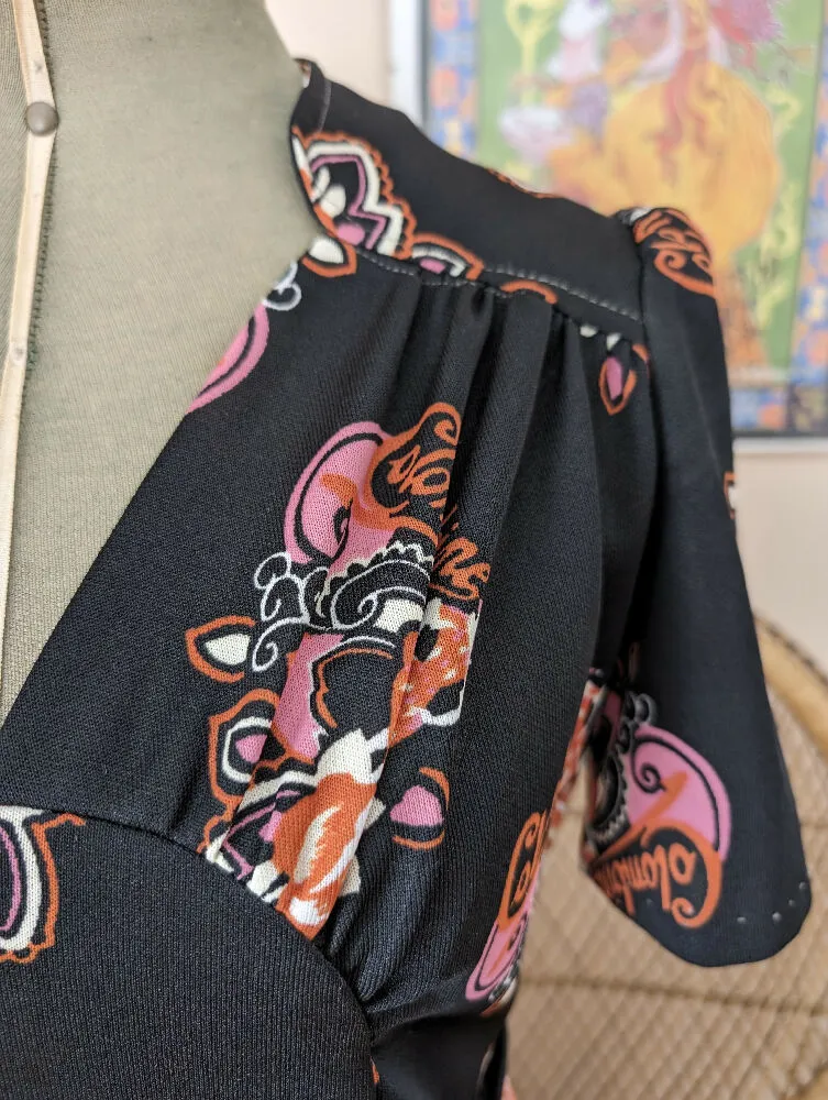Vintage 70's Black Colombine Dress