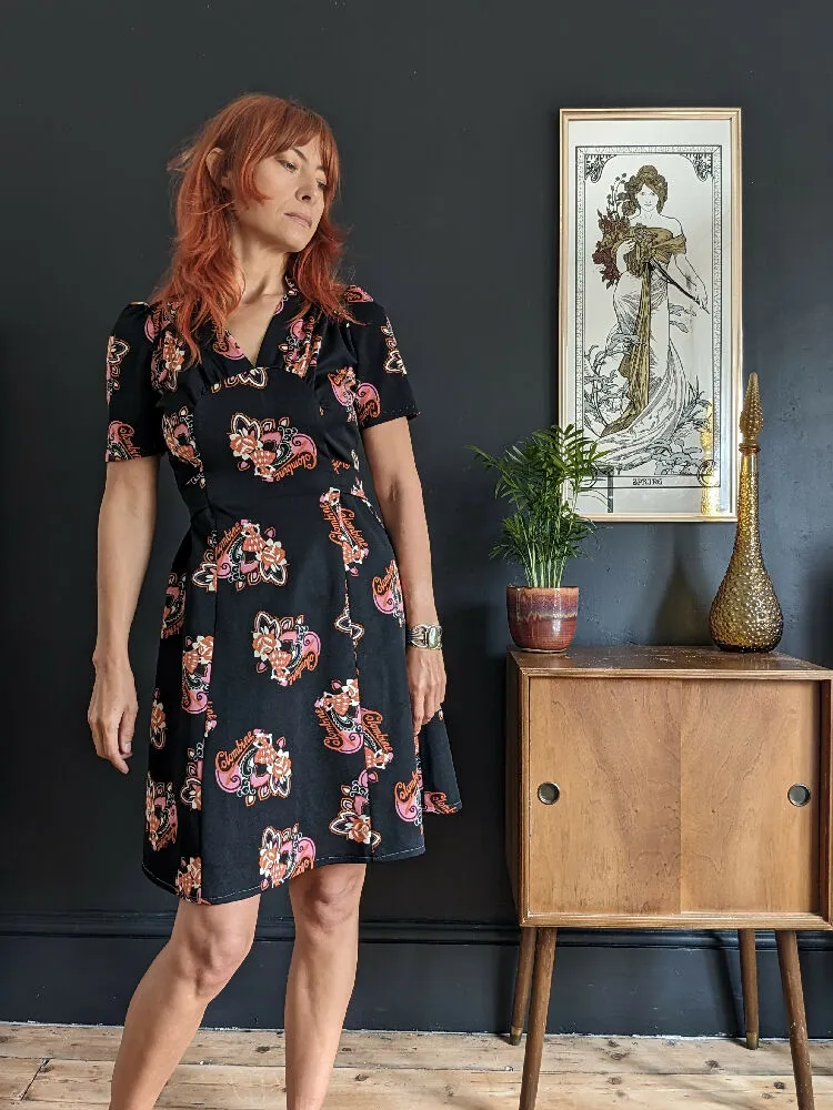 Vintage 70's Black Colombine Dress