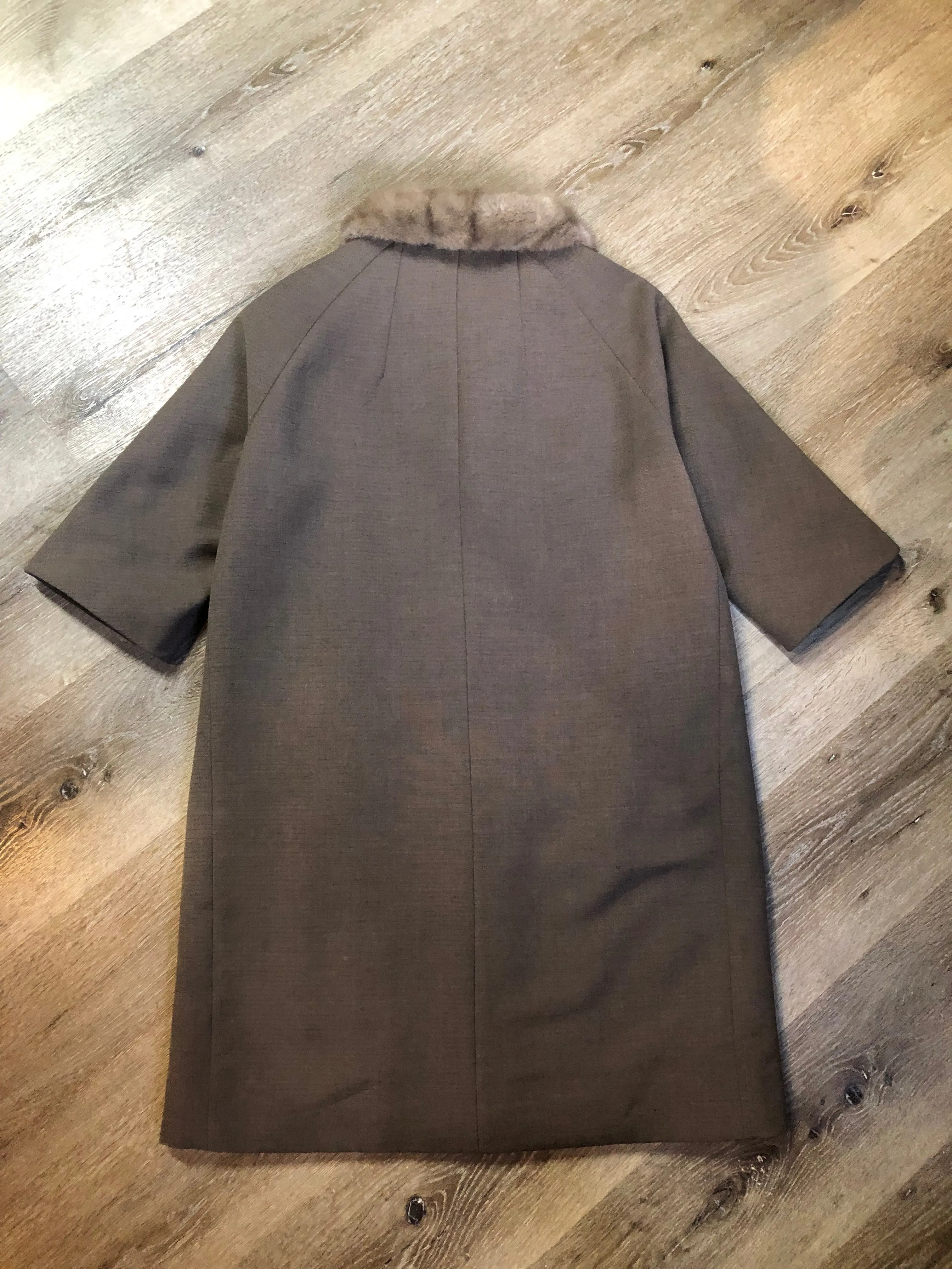 Vintage Monarch Wool Coat with ¾ Sleeve and Fur Trimmed Collar
