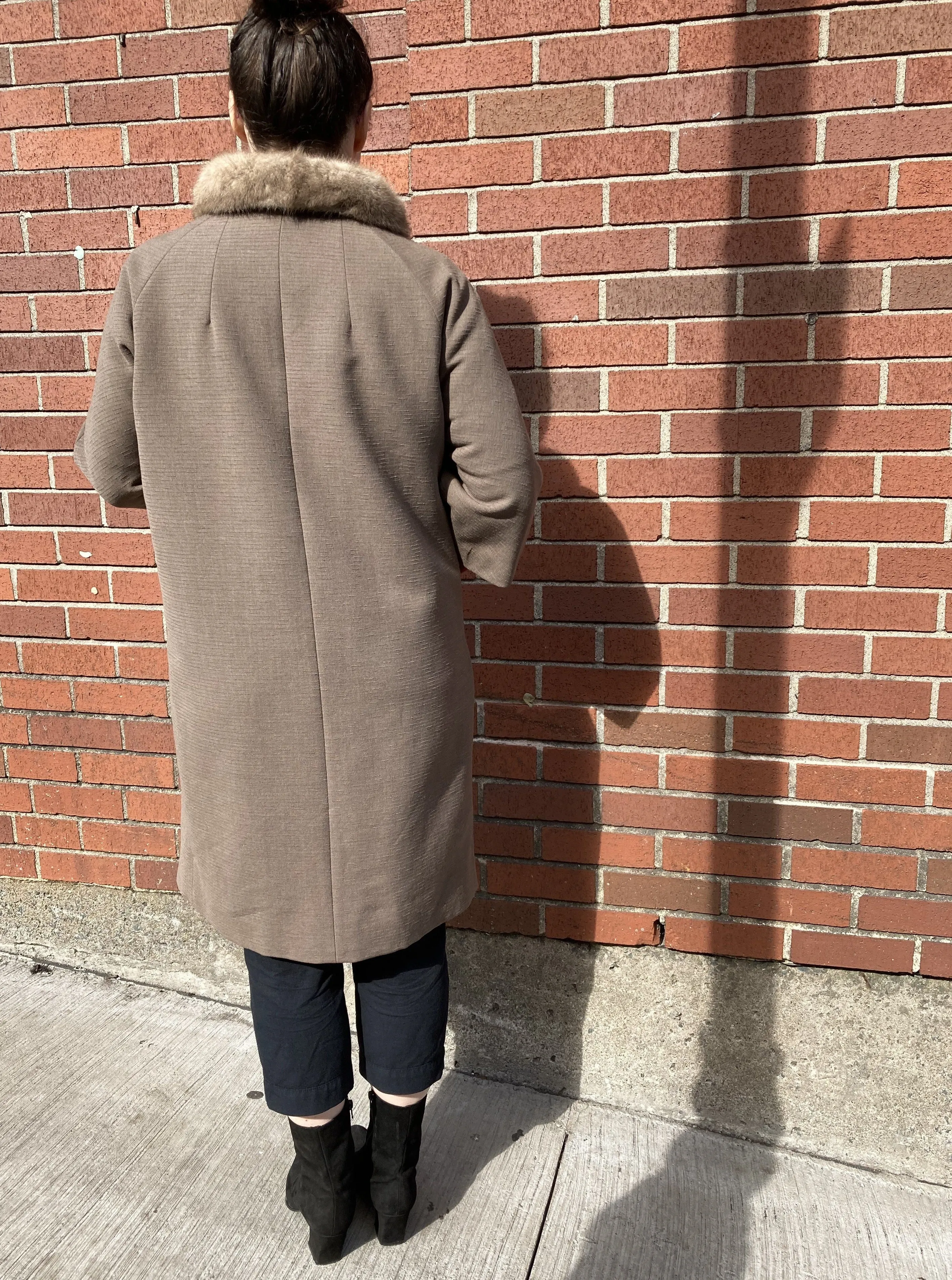 Vintage Monarch Wool Coat with ¾ Sleeve and Fur Trimmed Collar