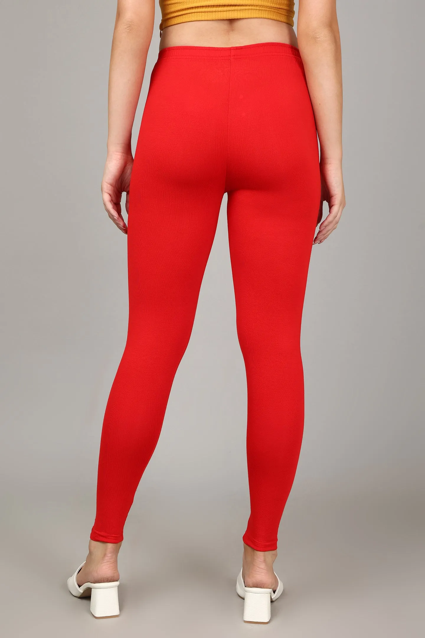 VISCOSE ANKLE LEGGINGS - RED