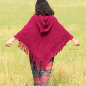 Women Hooded Knitting Poncho Shawl