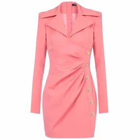 Women Long Sleeve Wrap Mini Dresses