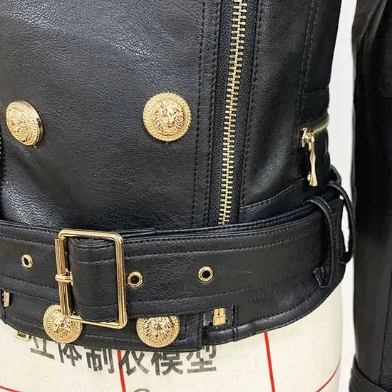 Women Zipper Leather Jacket Moto Biker Blazer