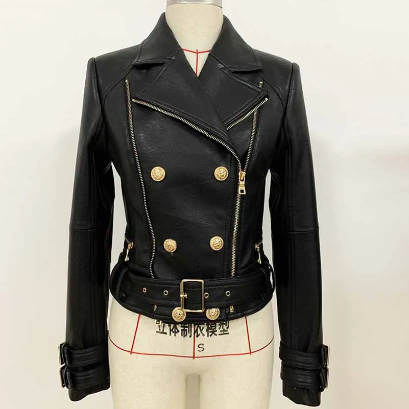 Women Zipper Leather Jacket Moto Biker Blazer