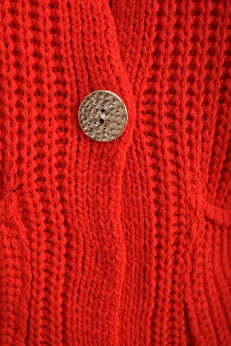 Women's Chunky Cable Button Knit Cardigan