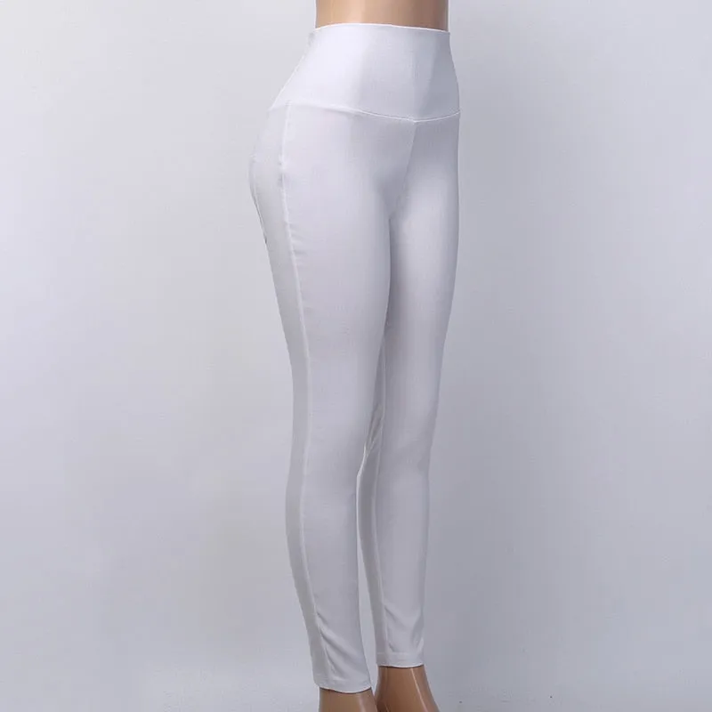 Women's Embroidered Elastic High Waist Leggings With Back Pockets