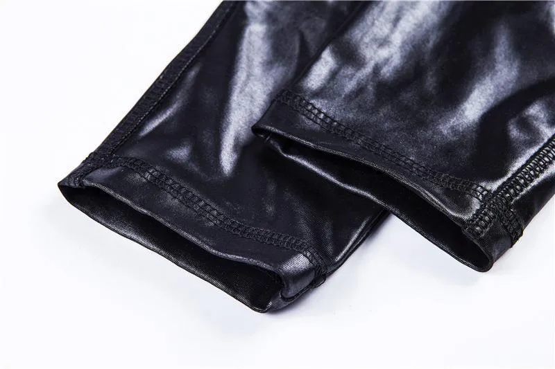 Women's Spring/Autumn PU Leather Patchwork Push Up Fitness Leggings