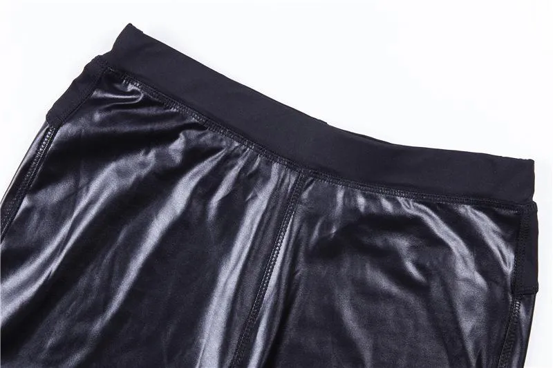 Women's Spring/Autumn PU Leather Patchwork Push Up Fitness Leggings