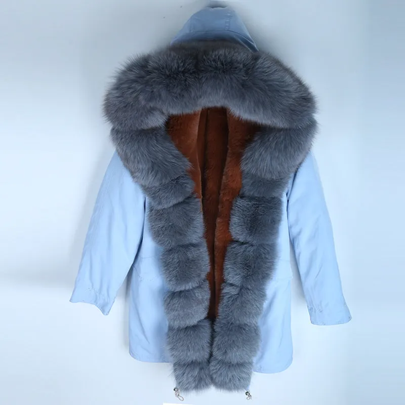 Women's Winter Casual Hooded Short Parka With Detachable Fox Fur