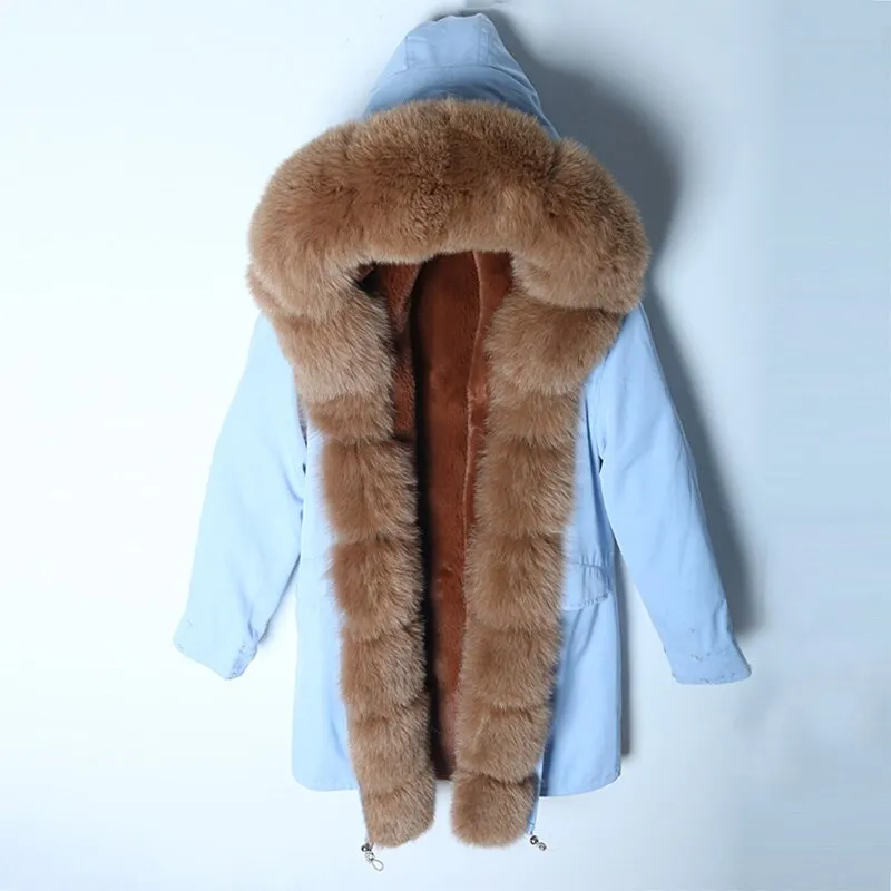 Women's Winter Casual Hooded Short Parka With Detachable Fox Fur