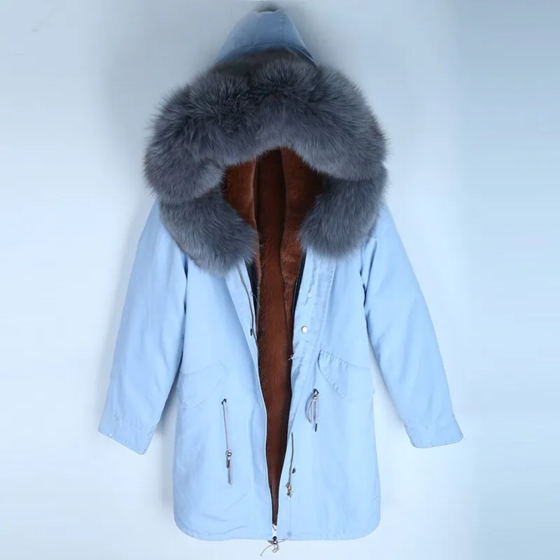 Women's Winter Casual Hooded Short Parka With Detachable Fox Fur