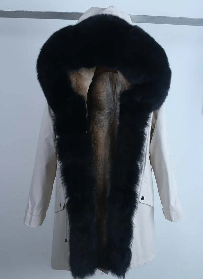 Women's Winter Casual Thick Waterproof Parka With Rabbit Fur