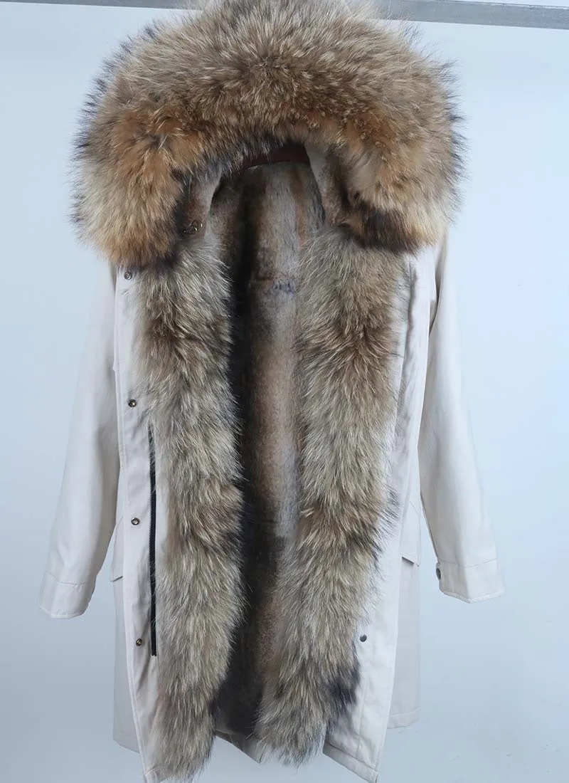 Women's Winter Casual Thick Waterproof Parka With Rabbit Fur